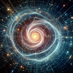 Obraz premium Time Vortex Mesmerizing holographic visualization of a time vort