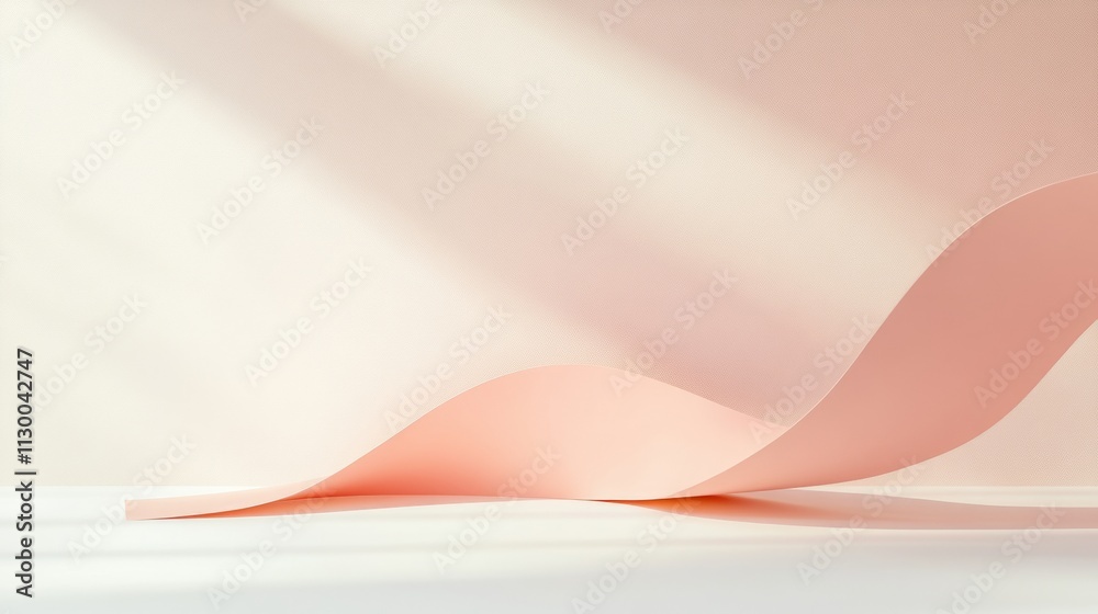 Aufkleber minimalist abstract composition in soft pastel tones geometric curves and shadows