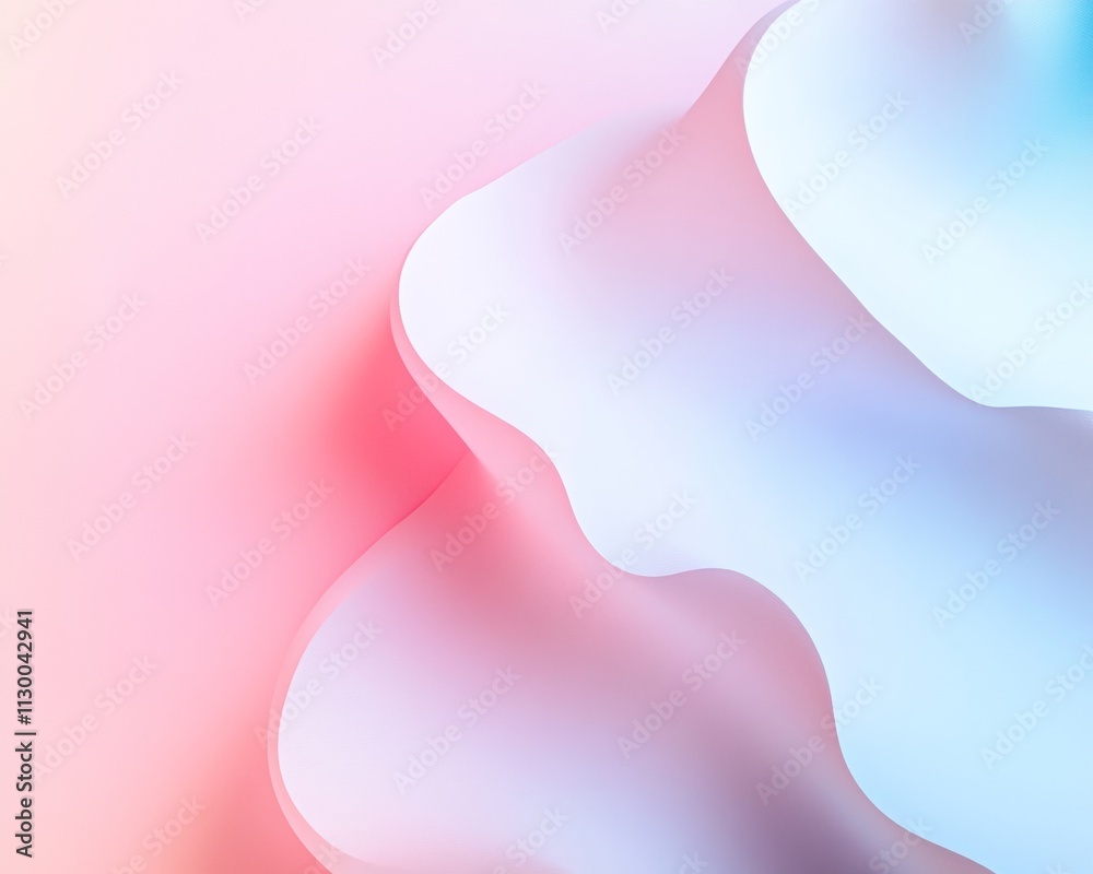 Poster pastel curves and abstract reflections geometric minimalism in soft light