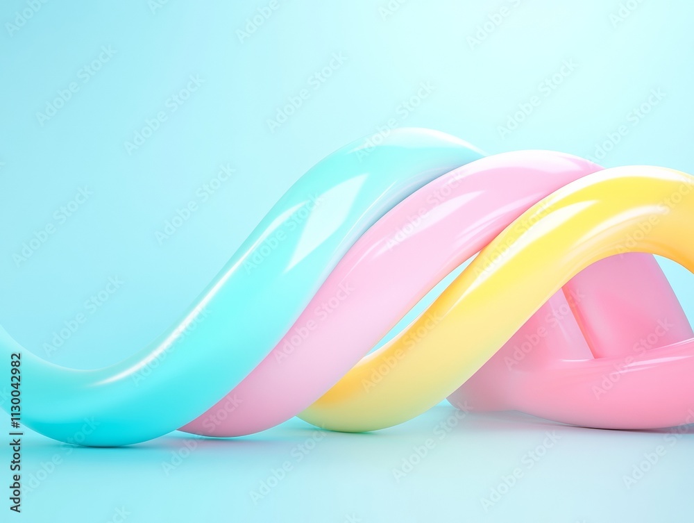 Poster pastel curved lines in minimalist abstract design