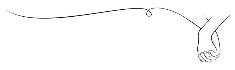 Obraz premium vector illustration of line art of hands clasped together