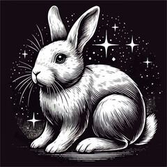 rabbit on a black background