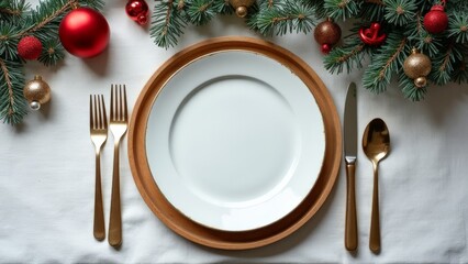 christmas table setting with christmas decorations