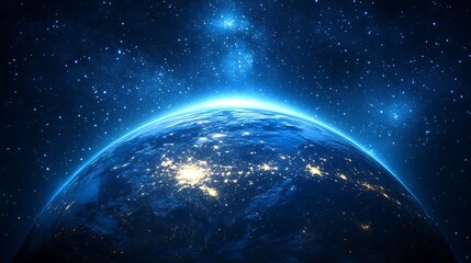 Obraz premium Background of the Earth at night stars and city light