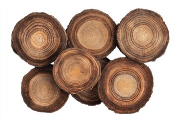 A neatly arranged pile of six wooden logs