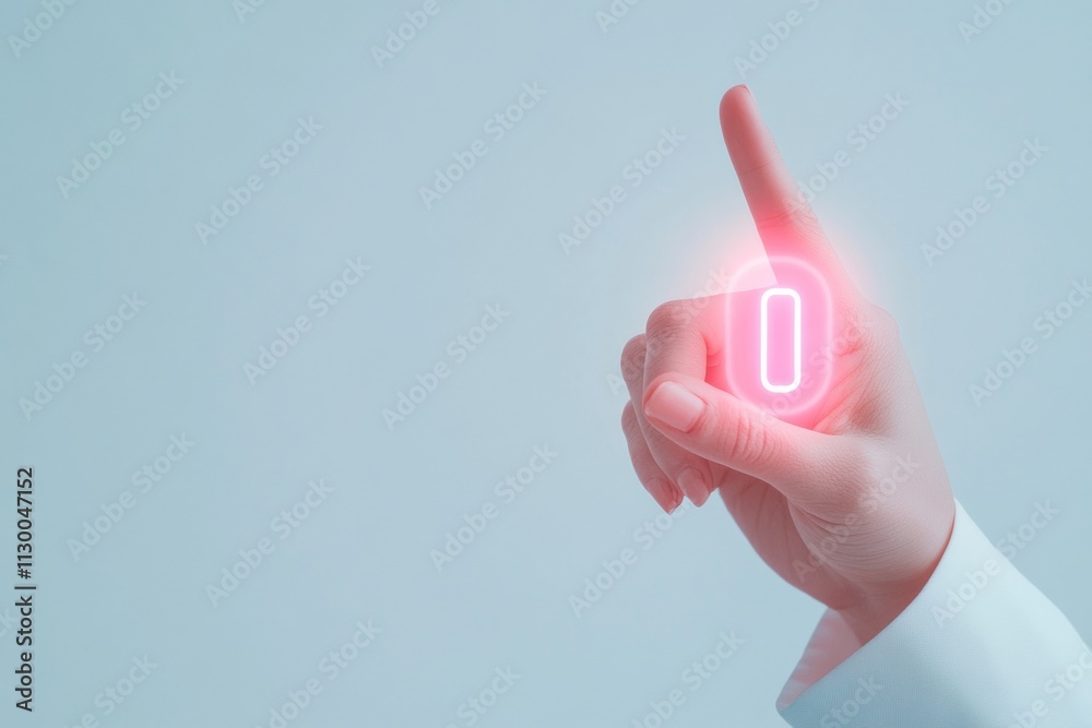 Poster Futuristic Security Hand with Smart Ring Accessing Secure Vault Interface in Minimalist Setting