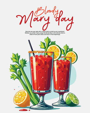 National bloddy mary day social media post banner template