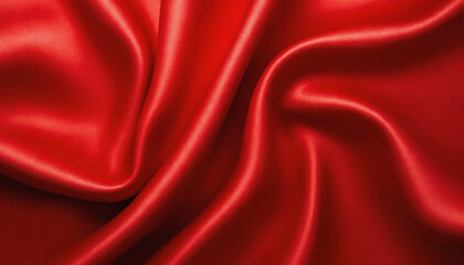 Obraz premium Smooth red satin fabric with shiny texture, perfect for elegant clothing and luxury designs, copy space