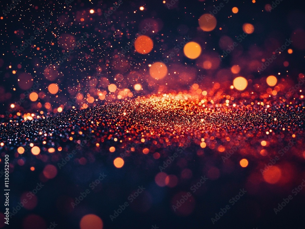 Poster shimmering particles create a mesmerizing display of light and color against a dark backdrop. genera
