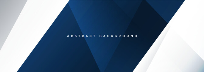 White and blue modern abstract wide banner with diagonal geometric shapes. Dark blue and white abstract background. Vector illustration