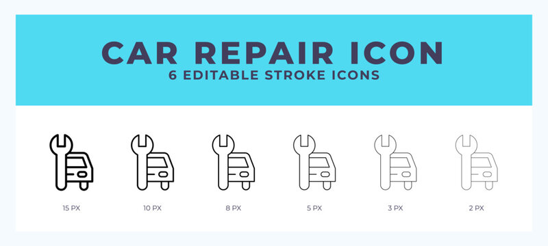 Car repair line icon. Vector icon symbol. Logo illustration. Editable line icon.