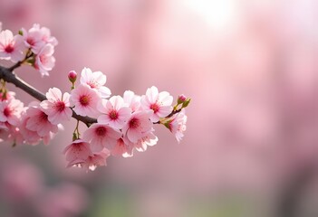 Soft focus Beautiful pink cherry blossom, Sakura flower at full bloom in Japan
