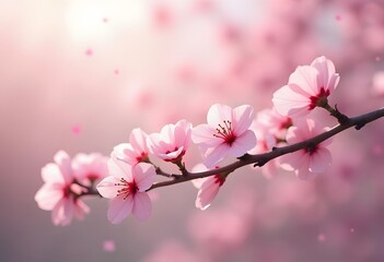 Fototapeta premium Soft focus Beautiful pink cherry blossom, Sakura flower at full bloom in Japan 