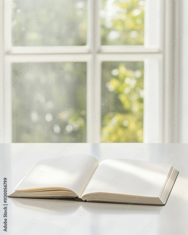 Poster Minimalist Study Environment with Open Notebook Under Soft Natural Light