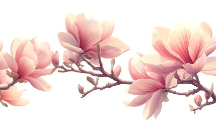 Beautiful magnolia flowers isolated on a white background
