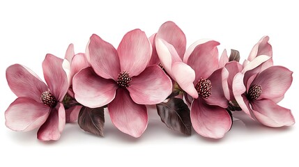 Obraz premium Beautiful magnolia flowers isolated on a white background