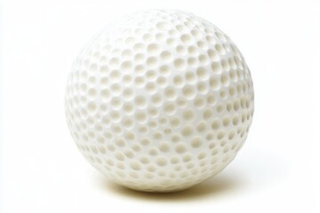 A white golf ball with a dimpled surface texture
