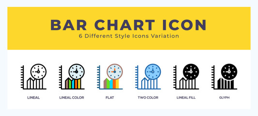 Bar chart icon symbol. isolated. vector illustration with different styles