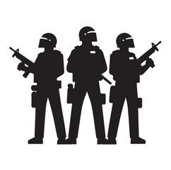 Riot police silhouette vector illustration