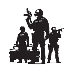 Riot police silhouette vector illustration