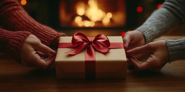 Cozy Holiday Gift Wrapping by Fireplace - Perfect for Christmas, Hanukkah, and Thanksgiving
