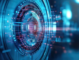 Fototapeta premium Global fintech impact on traditional banking illustrated in comparative digital graphics focus on, showcasing evolution, surreal, manipulation, bank vault backdrop