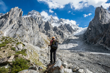 Fototapeta premium Trekking in the beautiful Nangma Valley (Yosemite of Pakistan), Kanday, Baltistan, Pakista