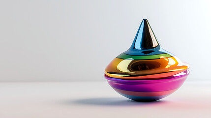 Fototapeta premium A colorful top hat with a pointy top sits on a white table