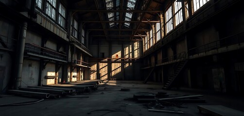 Abandoned Industrial Warehouse in Soft Light