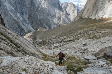 Fototapeta premium Trekking in the beautiful Nangma Valley (Yosemite of Pakistan), Kanday, Baltistan, Pakista