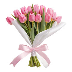 Fototapeta premium Beautiful Pink Tulips Arranged in a Glass Vase