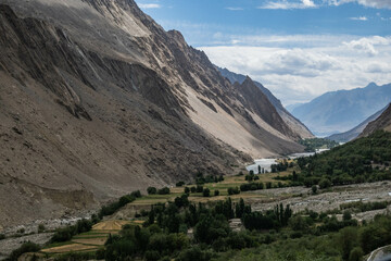 Kanday village and fields in the Hushe Valley, Baltistan, Pakistan