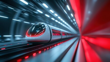 Obraz premium Technology and Innovation Hyperloop control center with technicians monitoring the system performance, showcasing the complex technology involved.