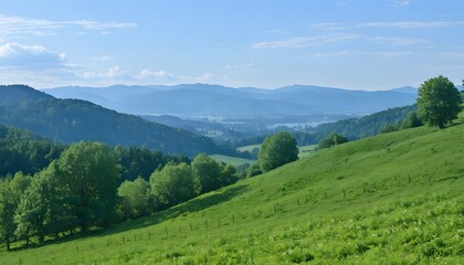 Fototapeta premium landscape in summer with green mountains