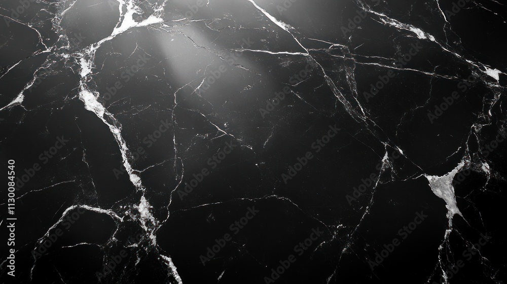 Poster black marble surface with white veining high resolution texture dramatic lighting minimalist composi
