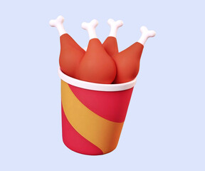 Bowl Of Fried Chicken 3D Illustration