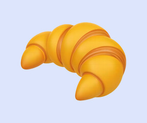 Croissant Bread 3D Illustration icon design