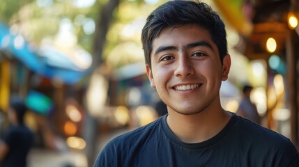 Fototapeta premium A young man from South America creating an app to enhance accessibility rights for disabled people
