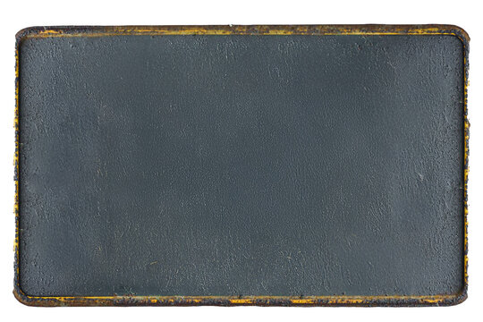 A blank blackboard with rusty old yellow metal edges