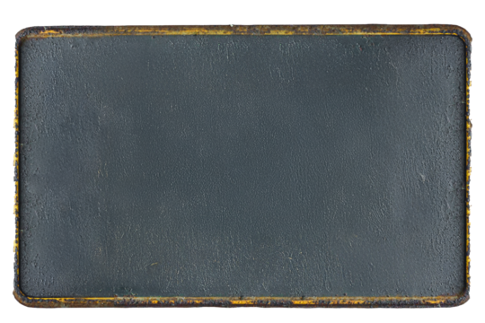 A blank blackboard with rusty old yellow metal edges