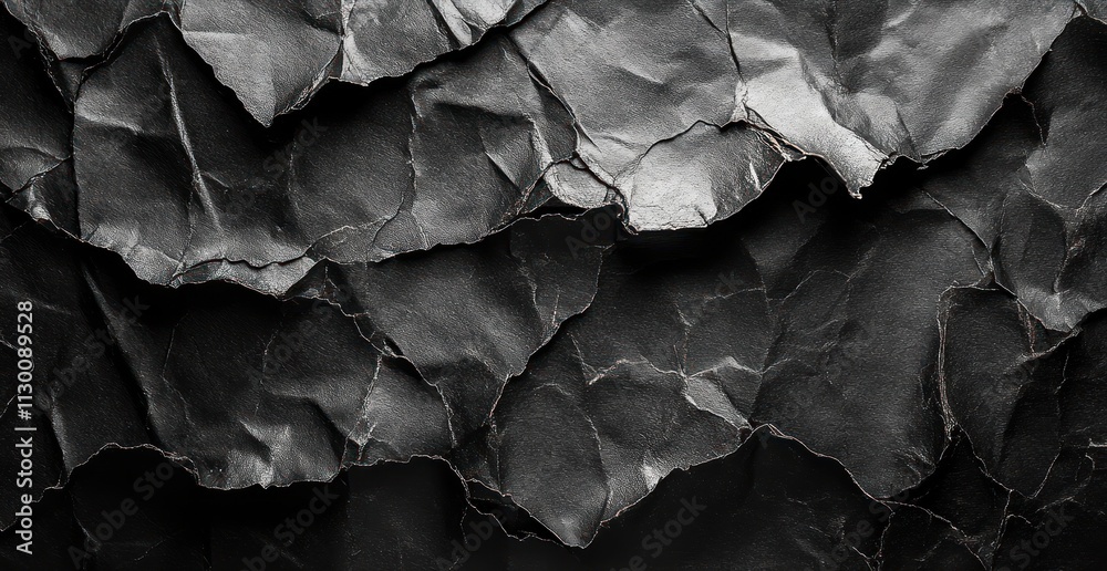 Poster black crumpled paper texture abstract background with dark vintage design