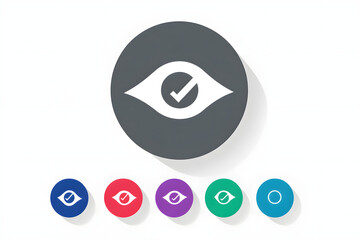 Eye icon with a checkmark in vibrant colors, representing vision, approval, verification, and quality, ideal for branding, UI/UX design, and technology-related projects