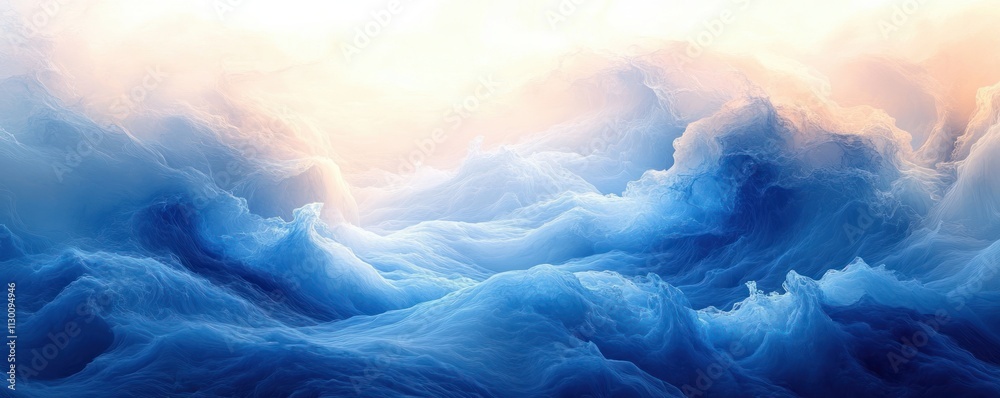 Poster dreamy abstract landscape blue swirling gradient texture soft diffused lighting tranquility backgrou