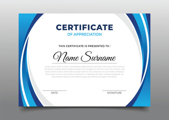Obraz premium modern blue gradient wavy business certificate template design collection