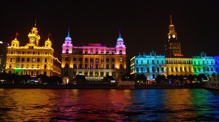 Fototapeta premium Colorful buildings are dazzling the pearl of Shangha