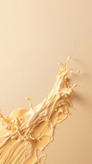 Obraz premium Artistic watercolor splash of pistachio milk on soft beige canvas, creamy texture, fluid