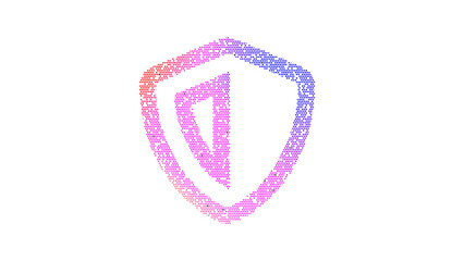 Fototapeta premium Icon shield is made up of LED square shapes. There are bright diodes and there are black dead diodes