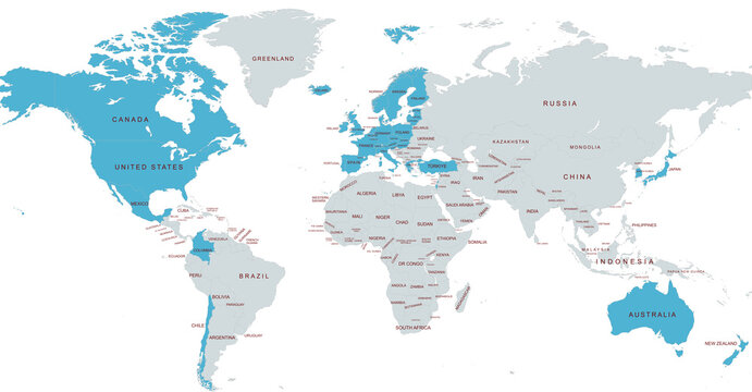 Highlighted Map Displaying oecd Countries and Global Context
