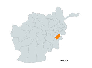 Map Highlighting Paktia Province in Afghanistan With Neighboring Areas