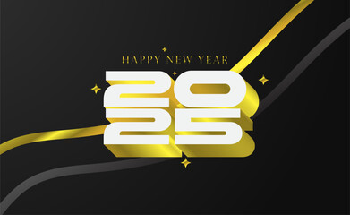 Minimalist 2025 Vector Design with Modern Geometric Shapes and Typography